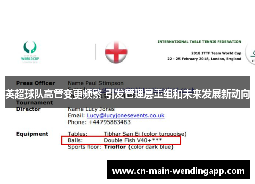 英超球队高管变更频繁 引发管理层重组和未来发展新动向